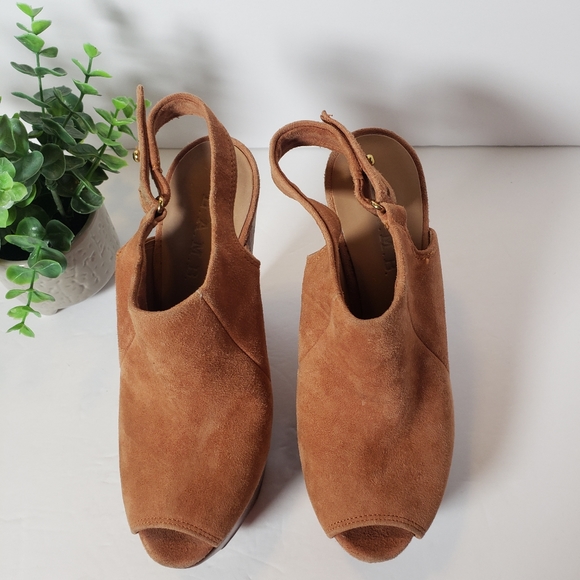 L.A.M.B. Tan Leather Wegde Booties, Size 7 - Picture 3 of 8